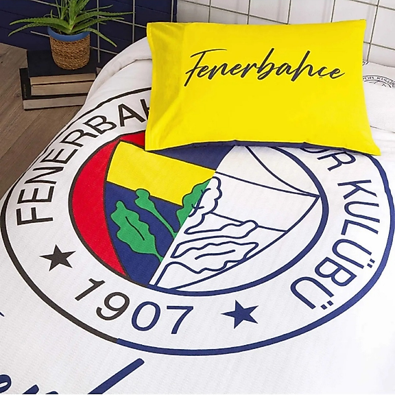 Taç Lisanslı Fenerbahçe Yarım Logo Tek Kişilik Pamuk Pike Takımı