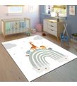 Minibabyrooms Gökkuşağı va Orman Hayvanları Desenli 8 mm Kalınlıkta Çocuk Odası Halısı