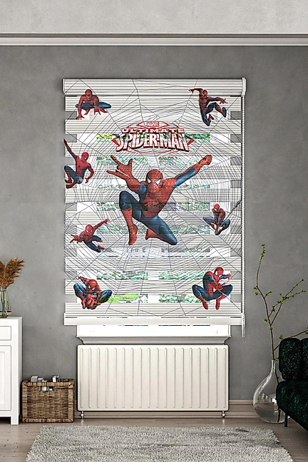 Minibabyrooms Spiderman Temalı Çocuk Odası Zebra Perde