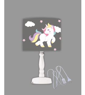 Minibabyrooms Unicorn Desenli Ahşap Oyma Ayak Abajur