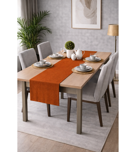 PerdeYap Kadife Dokulu Kiremit Renk Ada Serisi Runner 40 x 140 cm