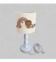Minibabyrooms Aslan ve Gökkuşağı Desenli Ahşap Oyma Ayak Abajur