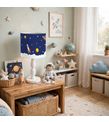 Minibabyrooms Uzay ve Seksek Desenli Ahşap Oyma Ayak Abajur