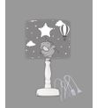 Minibabyrooms Beyaz Yıldızlı Fil Desenli Ahşap Oyma Ayak Abajur