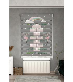 Minibabyrooms Peri Kız ve Seksek Desenli Zebra Perde