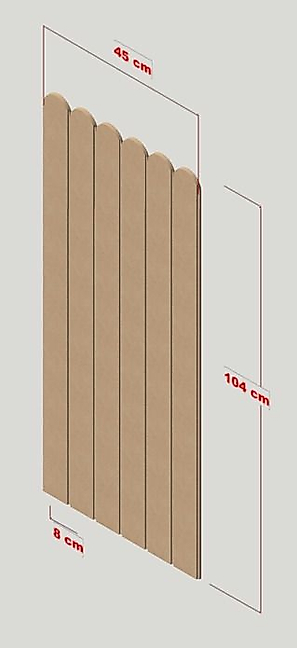 45 cm Genişlik x 105 cm ( ÜSTÜ OVAL ) Ham mdf Duvar paneli ( 10 mm kalınlık )