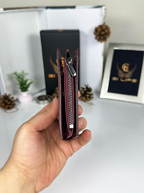 Jordan 2044 Ünisex Bordo Renk Hakiki Deri Fermuarlı