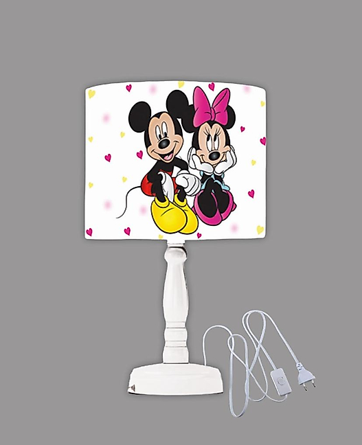 Minibabyrooms Micky Mause Miny Mause Desenli Ahşap Oyma Ayak Abajur