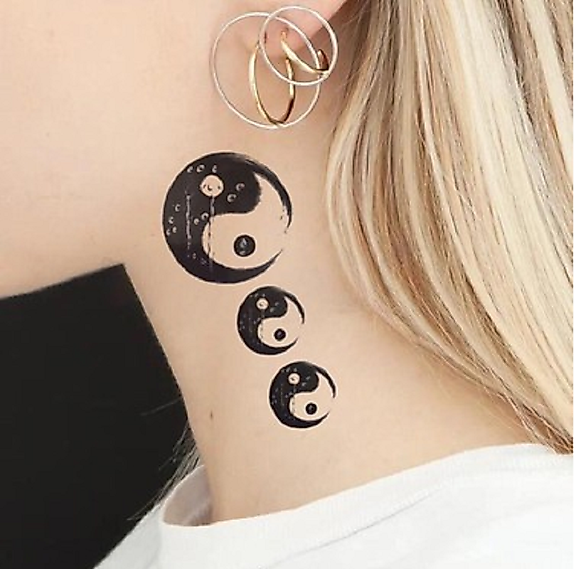 Ying Yang Dövmesi Ense, Göğüs, Bilek, Kol, Bacak, Boyun, Sırt Geçici Dövme, Tattoo