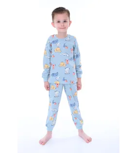 32221 Timsah Fil Desen Erkek Çocuk Pijama Takımı