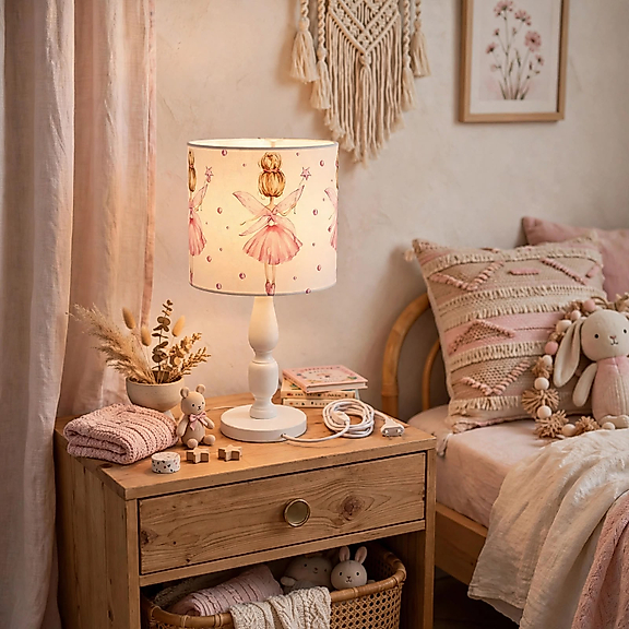 Minibabyrooms Peri Kızı Desenli Ahşap Oyma Ayak Abajur