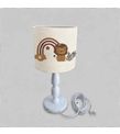 Minibabyrooms Aslan ve Gökkuşağı Desenli Ahşap Oyma Ayak Abajur