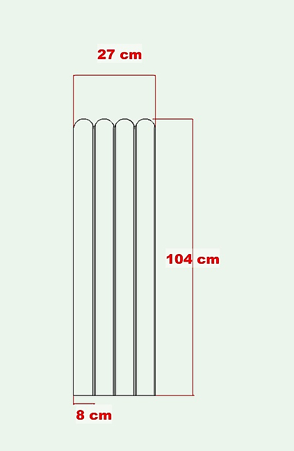 27 cm Genişlik x 105 cm ( ÜSTÜ OVAL ) Ham mdf Duvar paneli ( 10 mm kalınlık )