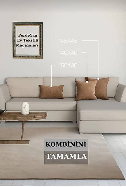 PerdeYap Kadife Dokulu Açık Kahve Renk Ada Serisi Runner 40 x 140 cm