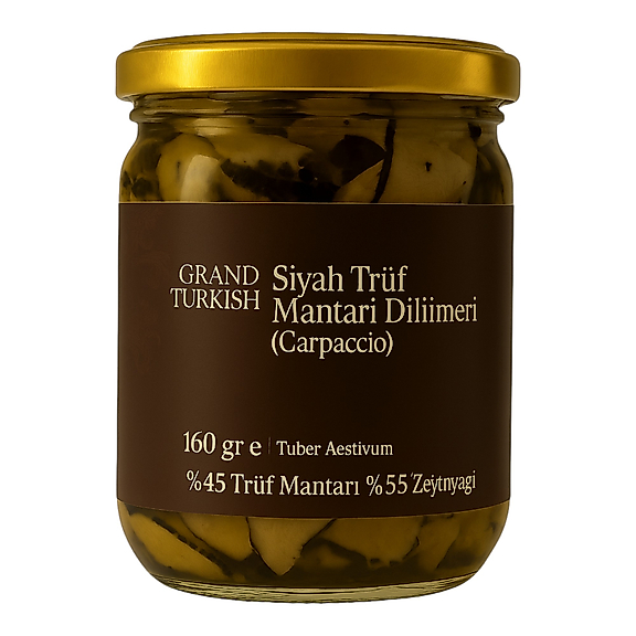 Siyah Trüf Mantarı Dilimleri Carpaccio - Tuber Aestivum, 160 Gr, Premium Konserve