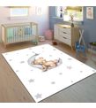 Minibabyrooms Ayda Uyuyan Ayıcık Beyaz Zemin Desenli 8 mm Kalınlıkta Çocuk Odası Halısı