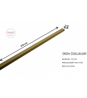 İskandinav Duvar Çıtası 10 Mm (Kalinlik) 2 Cm (En) X 210 Cm (Boy)ham Mdf ( 1 Boy )