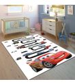 Minibabyrooms Kırmızı Yariş Arabası Desenli 8 mm Kalınlıkta Çocuk Odası Halısı