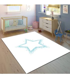 Minibabyrooms Yeşil Yıldız Desenli 8 mm Kalınlıkta Çocuk Odası Halısı