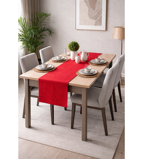 PerdeYap Kadife Dokulu Kırmızı Renk Ada Serisi Runner 40 x 140 cm