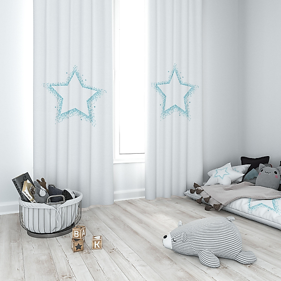 Minibabyrooms Yeşil Yıldız Temalı Fon Perde