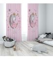 Minibabyrooms Ayda Oturan Kız Pembe Zemin Temalı Fon Perde