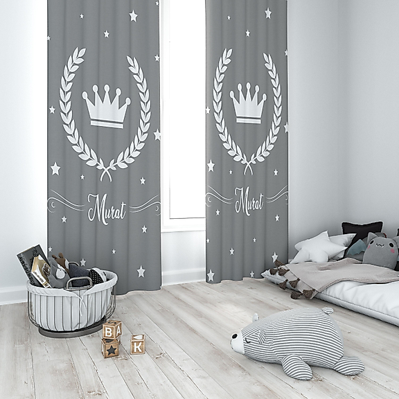 Minibabyrooms Kral Tacı ve Yıldızlar Temalı Fon Perde
