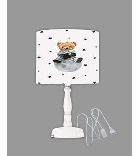 Minibabyrooms Astronot Ayıcık Desenli Ahşap Oyma Ayak Abajur