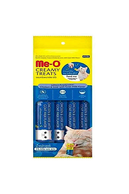 Meo Tavuk Ciğerli Keçi Sütlü Krema Kedi Ödülü Kedi Çorbası 4x15 Gr