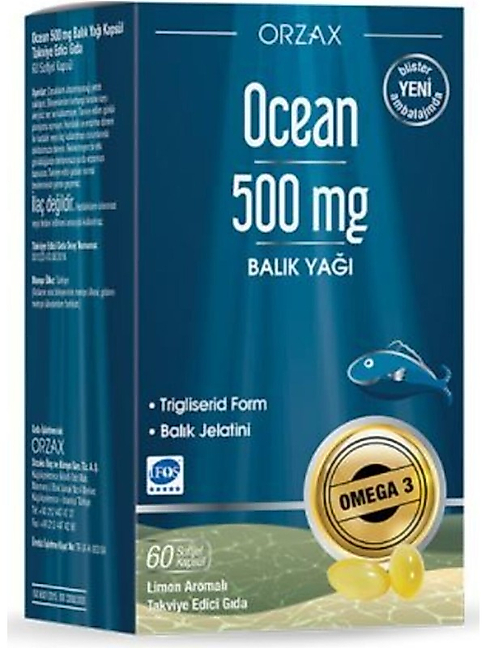 Ocean Omega 3 Balık Yağı 500 mg 60 Kapsül