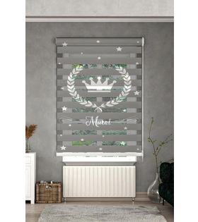 Minibabyrooms Kral Tacı ve Yıldızlar Desenli Zebra Perde