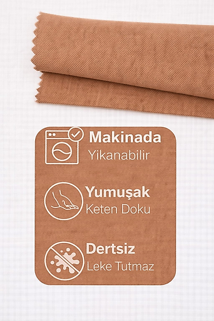 PerdeYap Kakao Rengi Ada Fon Perde Tek Kanat 1/3 Sık Pile