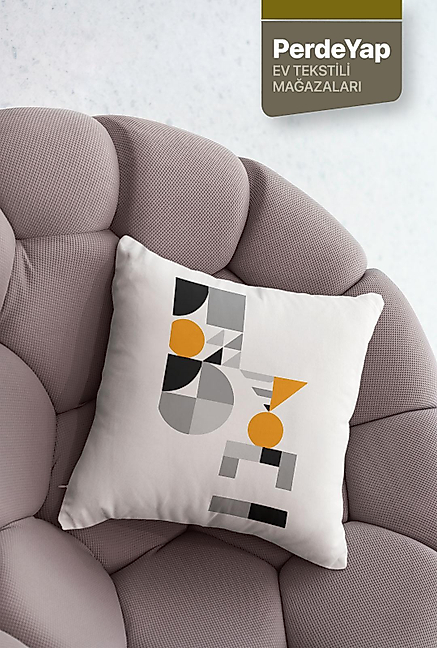 Minimal Geometrik Nesneler Desenli 4lü Dijital Baskılı Kırlent Yastık Kılıfı 43x43 Cm 035