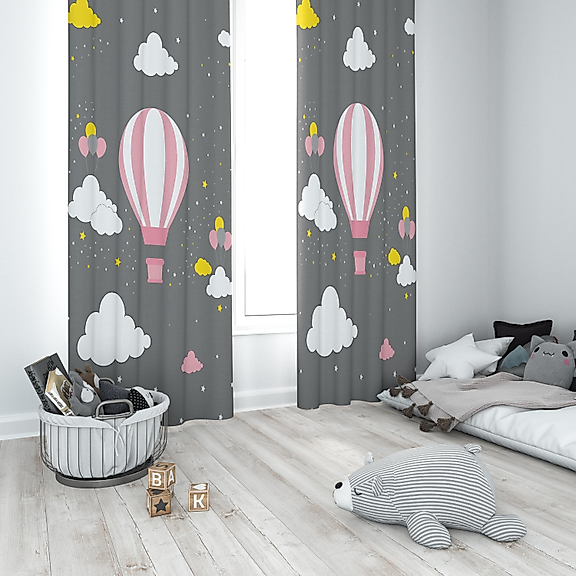 Minibabyrooms Pembe Uçan Balon Temalı Fon Perde